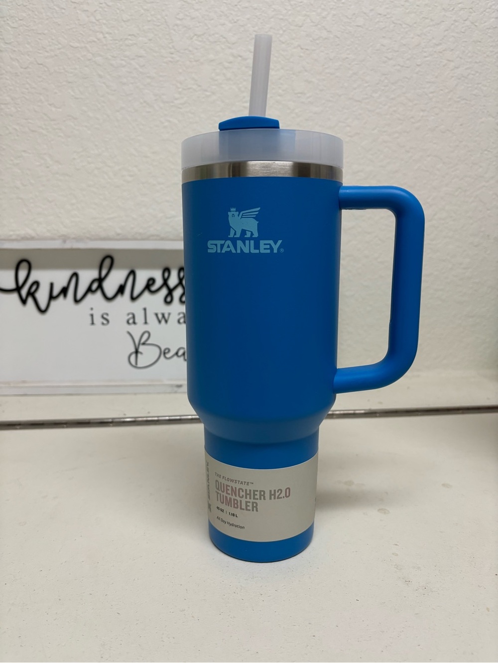 Stanley Blue Insulated Tumbler with Handle and Straw